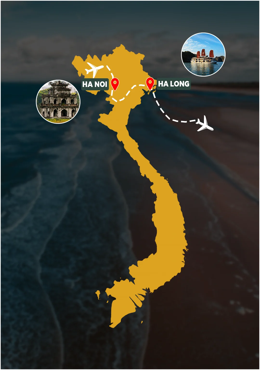 Luxury Tour to North of Vietnam: Hanoi – Halong Bay route map
